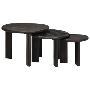 vidaXL Nest Koffietafels 3 pcs Wit Massief Mango Hout