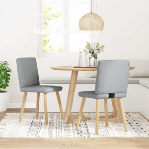 vidaXL Eetkamerstoelen 2 st stof lichtgrijs