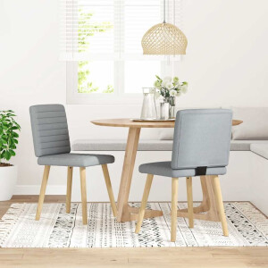 vidaXL Eetkamerstoelen 2 st stof lichtgrijs