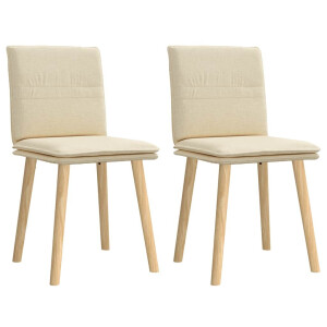 vidaXL Eetkamerstoelen 2 st stof crèmekleurig