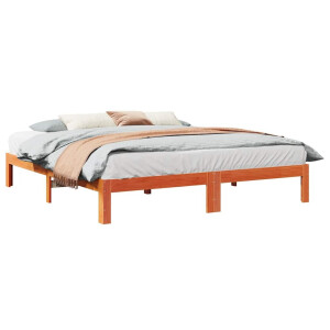 vidaXL Bedframe zonder matras massief grenenhout wasbruin 160x200 cm