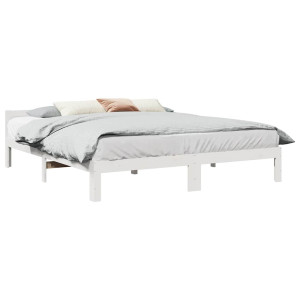vidaXL Bedframe zonder matras massief grenenhout wit 160x200 cm