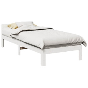 vidaXL Bedframe zonder matras massief grenenhout wit 90x200 cm