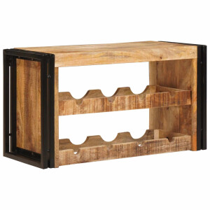 vidaXL Wijnrek Bruin 80 x 45 x 33 cm Massief Ruw Mango Hout