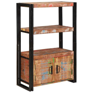 vidaXL Boekenkast met Deuren Bruin Massief Gerecycled Hout en Metaal