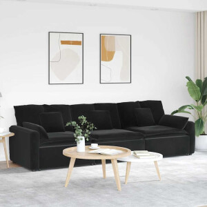 vidaXL Modulaire bank met kussens zwart