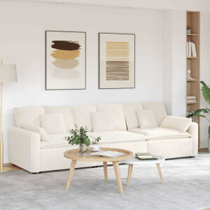 vidaXL Modulaire bank met kussens crèmekleurig