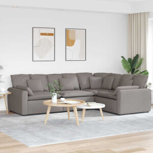 vidaXL Modulaire bank met kussens stof taupe