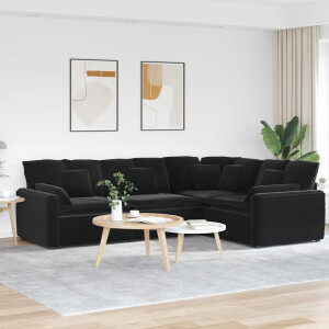 vidaXL Modulaire bank met kussens fluweel zwart