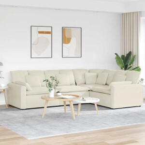 vidaXL Modulaire bank met kussens fluweel crèmekleurig
