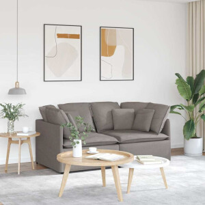 vidaXL Modulaire bank met kussens stof taupe