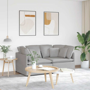 vidaXL Modulaire bank met kussens stof wolk grijs