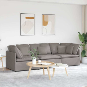 vidaXL Modulaire bank met kussens stof taupe