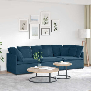 vidaXL Modulaire bank met kussens fluweel blauw