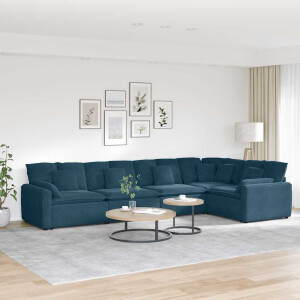 vidaXL Modulaire bank met kussens fluweel blauw