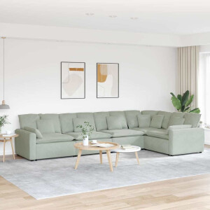 vidaXL Modulaire bank met kussens fluweel lichtgrijs