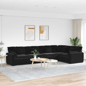vidaXL Modulaire bank met kussens fluweel zwart