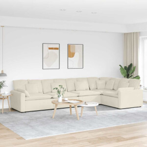 vidaXL Modulaire bank met kussens fluweel crèmekleurig