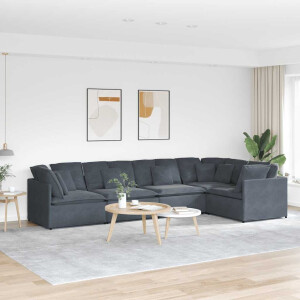vidaXL Modulaire bank met kussens fluweel donkergrijs