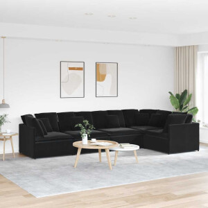 vidaXL Modulaire bank met kussens fluweel zwart