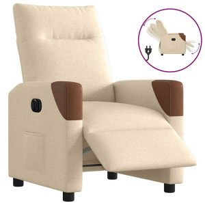 vidaXL Fauteuil verstelbaar elektrisch stof crèmekleurig