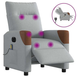 vidaXL Massagestoel elektrisch verstelbaar stof lichtgrijs