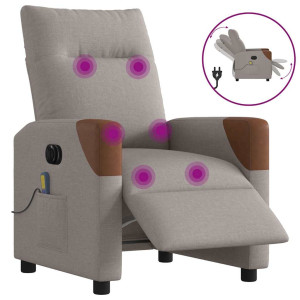 vidaXL Massagestoel elektrisch verstelbaar stof taupe