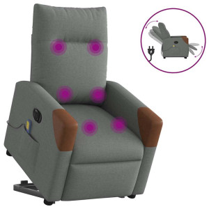 vidaXL Sta-op-massagestoel elektrisch verstelbaar stof donkergrijs