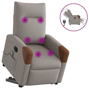 vidaXL Sta-op-massagestoel elektrisch verstelbaar stof taupe