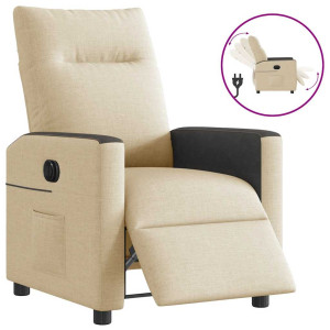vidaXL Fauteuil verstelbaar elektrisch stof crèmekleurig