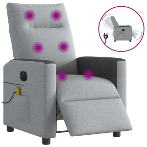 vidaXL Massagestoel elektrisch verstelbaar stof lichtgrijs