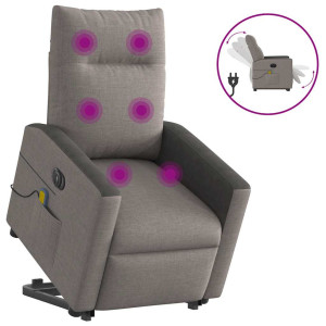 vidaXL Sta-op-massagestoel elektrisch verstelbaar stof taupe