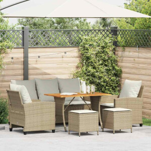 vidaXL 6-delige Loungeset met kussens poly rattan beige