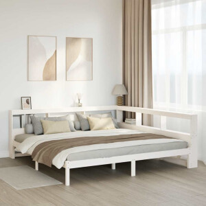 vidaXL Bed met boekenkast zonder matras grenenhout wit 200x200 cm