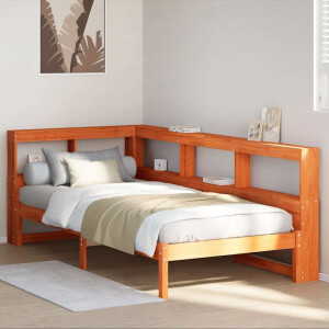 vidaXL Bed met boekenkast zonder matras grenenhout wasbruin 90x190 cm