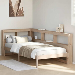 vidaXL Bed met boekenkast zonder matras massief grenenhout 75x190 cm