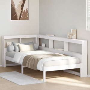 vidaXL Bed met boekenkast zonder matras grenenhout wit 75x190 cm