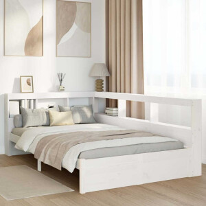 vidaXL Bed met boekenkast zonder matras grenenhout wit 90x190 cm