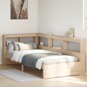 vidaXL Bed met boekenkast zonder matras massief grenenhout 75x190 cm
