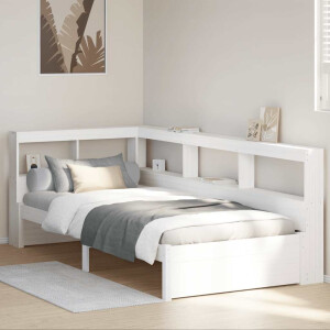 vidaXL Bed met boekenkast zonder matras grenenhout wit 75x190 cm