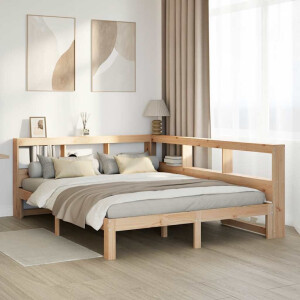 vidaXL Bed met boekenkast zonder matras massief grenenhout 160x200 cm