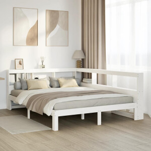 vidaXL Bed met boekenkast zonder matras grenenhout wit 140x200 cm
