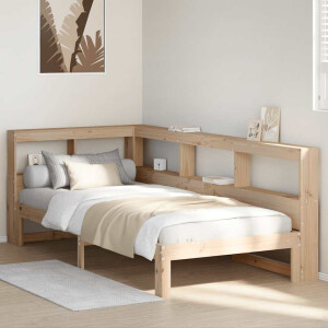 vidaXL Bed met boekenkast zonder matras massief grenenhout 90x190 cm