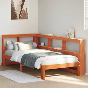 vidaXL Bed met boekenkast zonder matras grenenhout wasbruin 90x190 cm