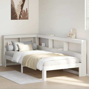 vidaXL Bed met boekenkast zonder matras grenenhout wit 75x190 cm