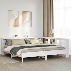 vidaXL Bed met boekenkast zonder matras grenenhout wit 200x200 cm