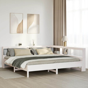 vidaXL Bed met boekenkast zonder matras grenenhout wit 180x200 cm