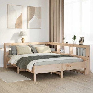 vidaXL Bed met boekenkast zonder matras massief grenenhout 150x200 cm