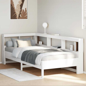 vidaXL Bed met boekenkast zonder matras grenenhout wit 100x200 cm