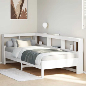 vidaXL Bed met boekenkast zonder matras grenenhout wit 75x190 cm